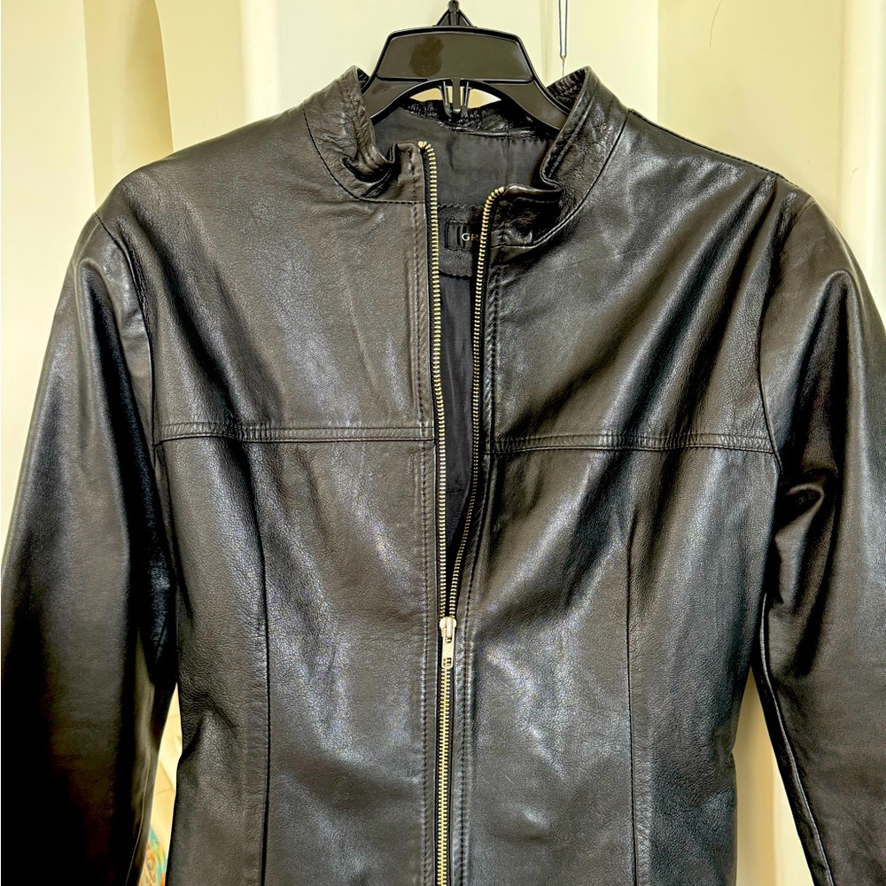 Black fitted Leather Jacket